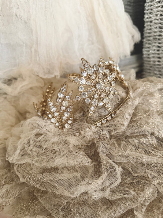 Antique Gold Rhinestone Crown