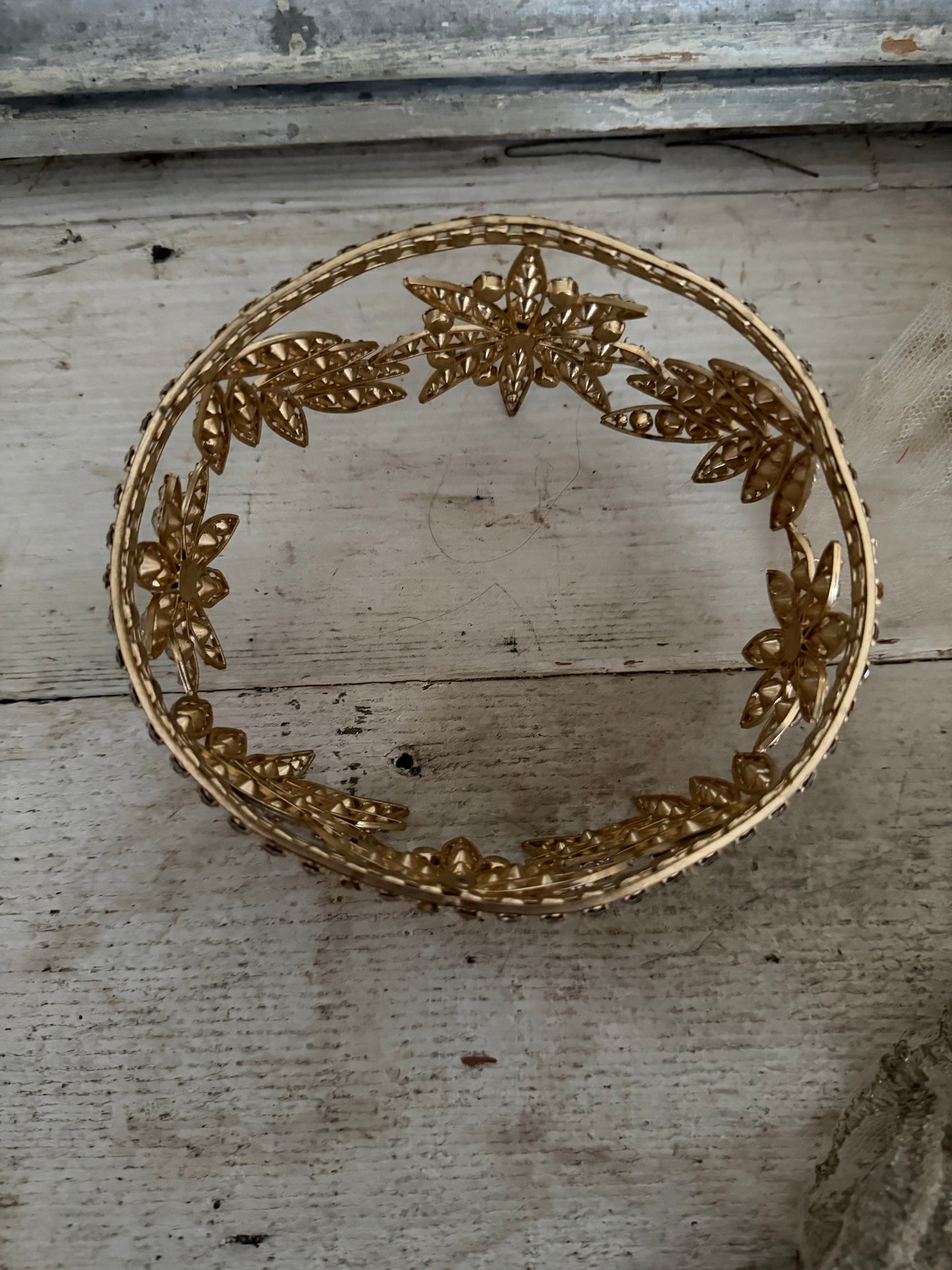 Antique Gold Rhinestone Crown