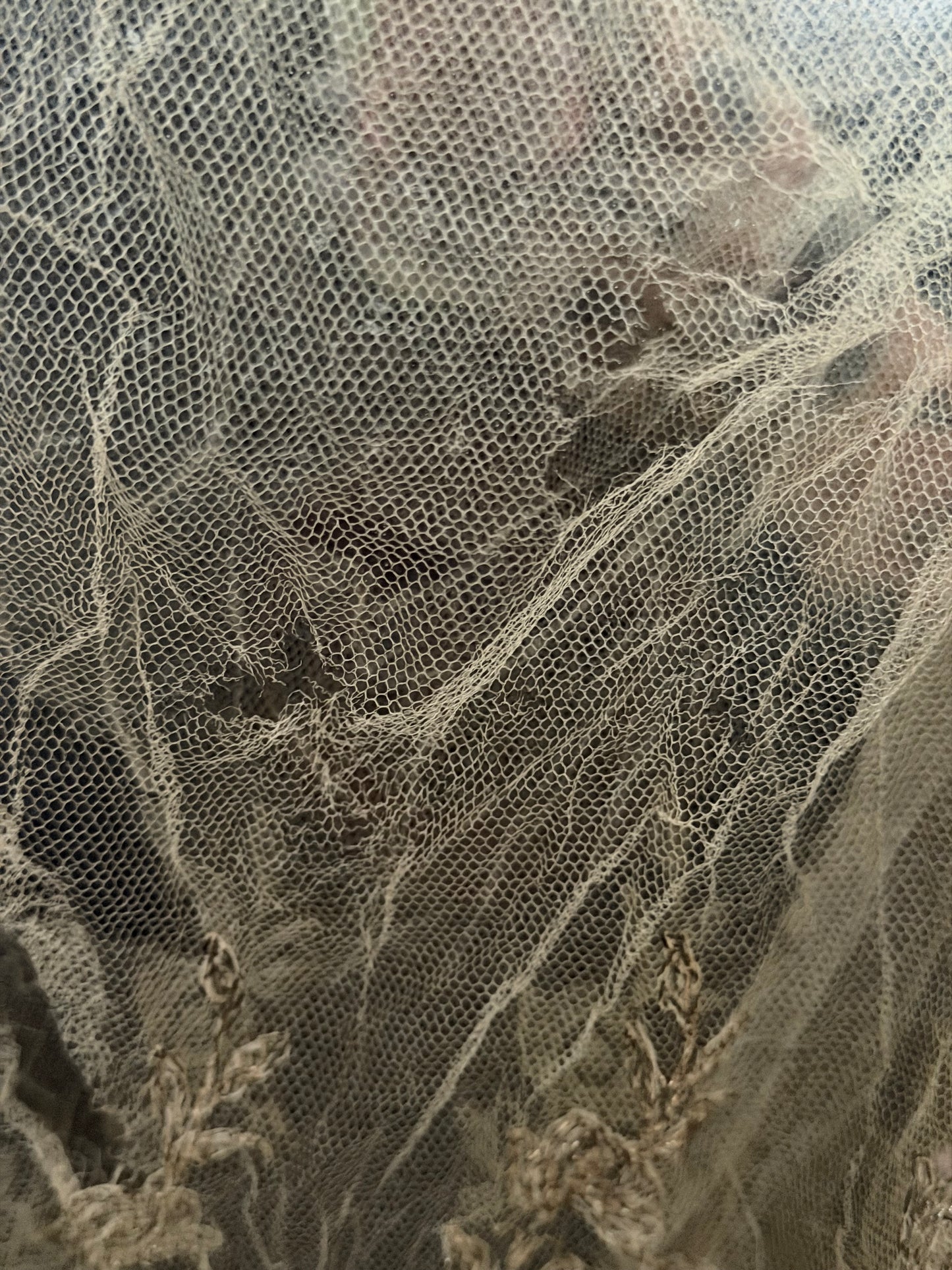 Antique Silver Metallic Embroidered Lace Yardage
