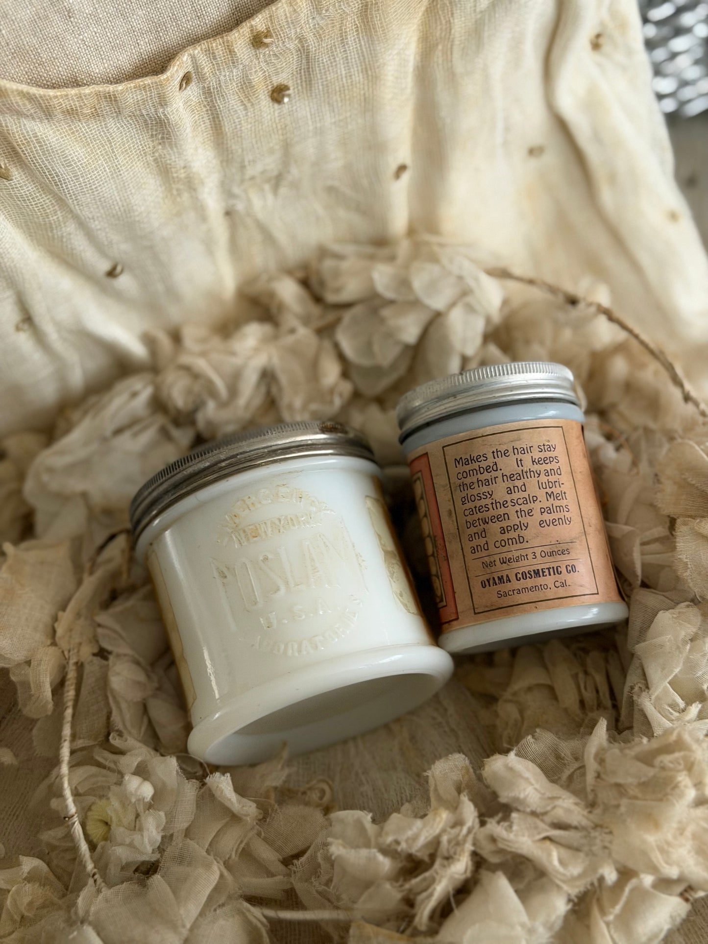 Pair Antique Milkglass Apothecary Jars