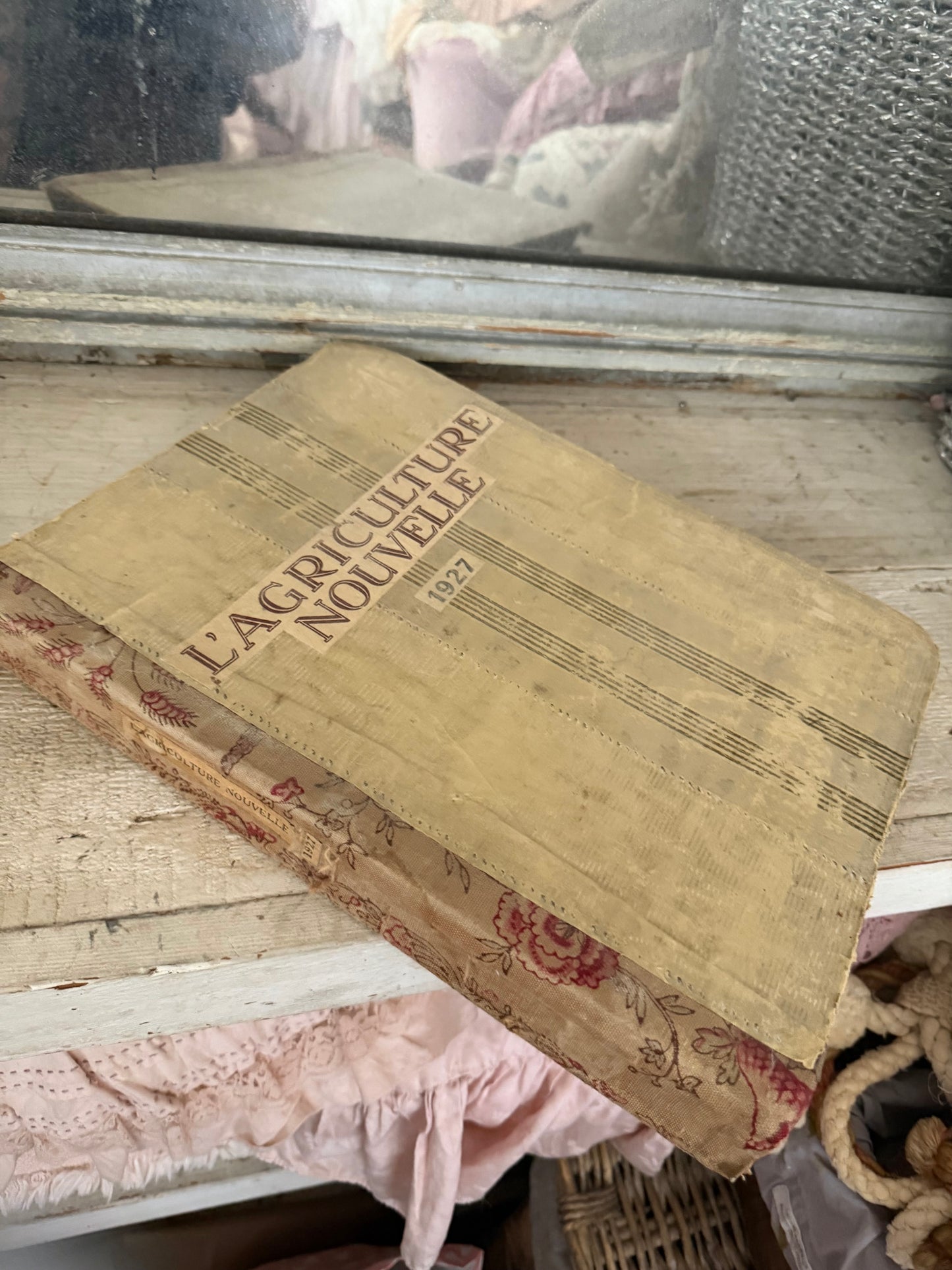 Antique French Fabric Bound Book
