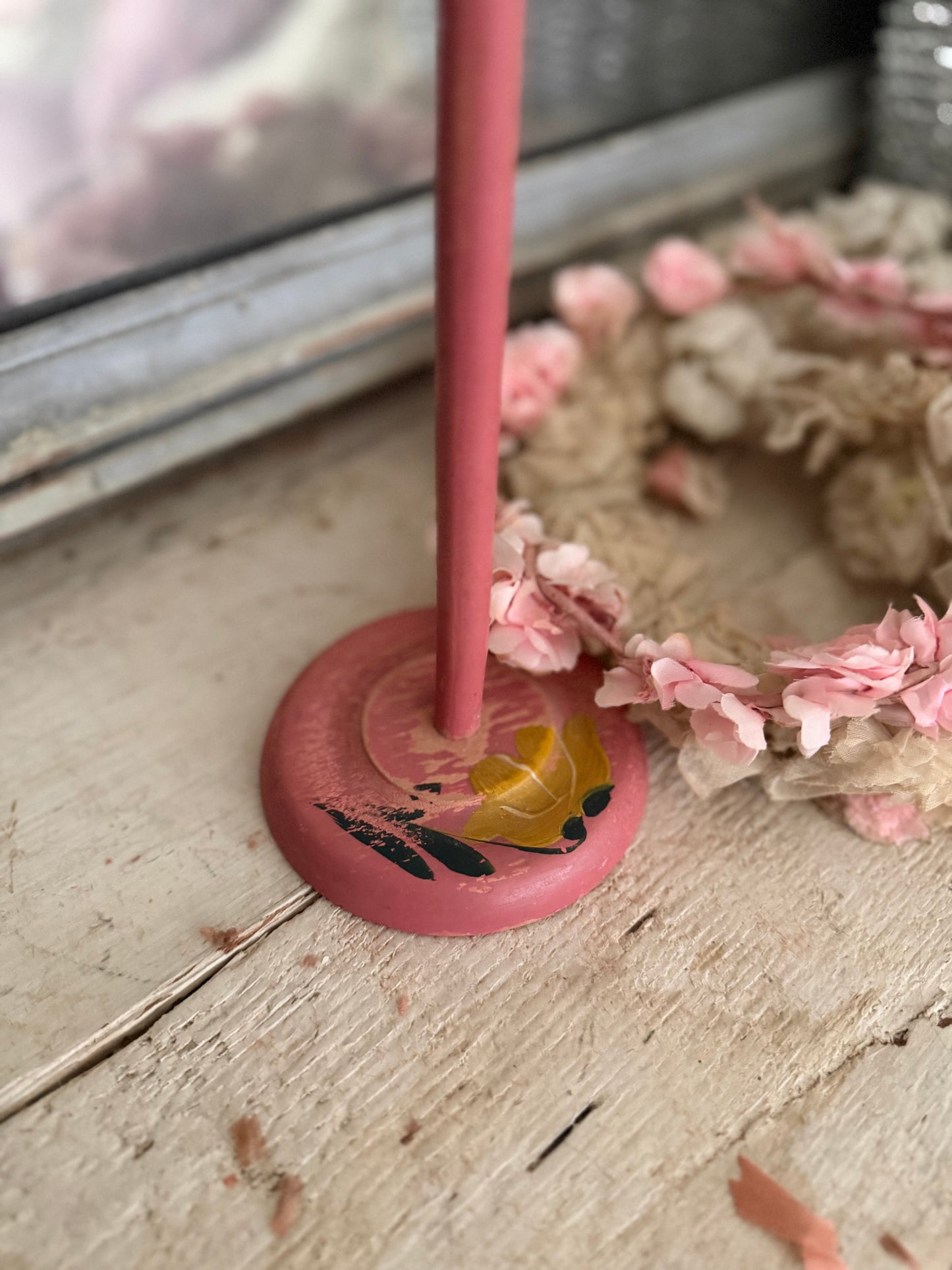 Vintage Pink Chippy Hat Stand