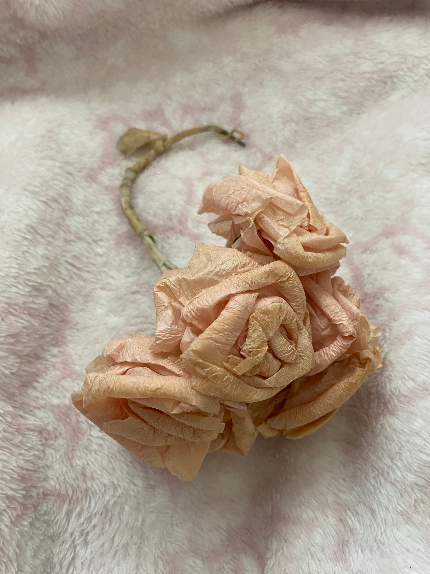 Vintage Pink Crepe Paper Millinery Flowers