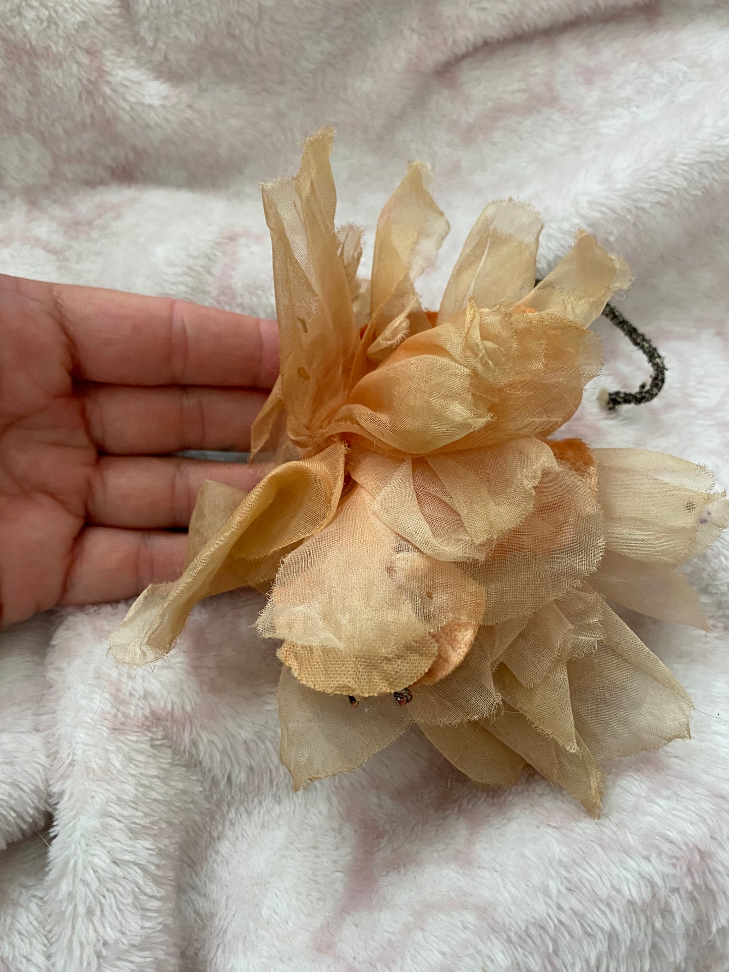 Antique Peach 1920s  Millinery Flower