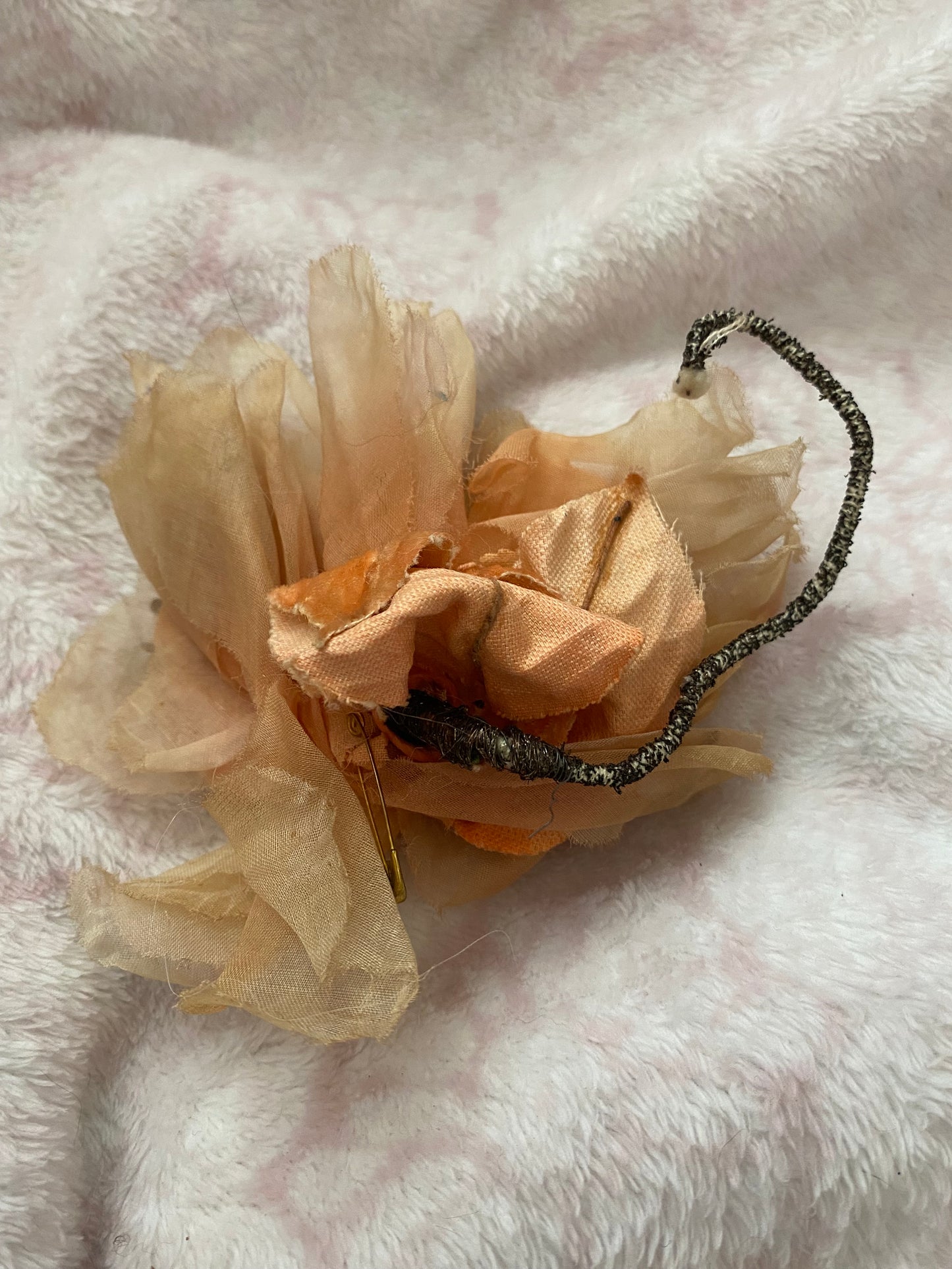 Antique Peach 1920s  Millinery Flower