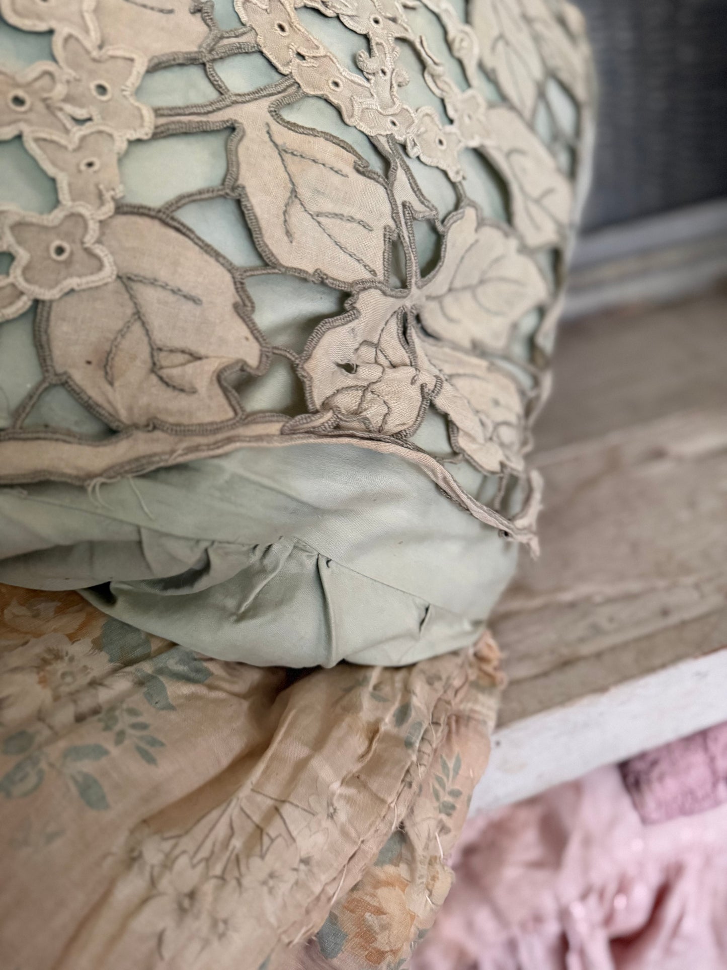 XL Antique Shabby French Hydrangea Lace Cushion