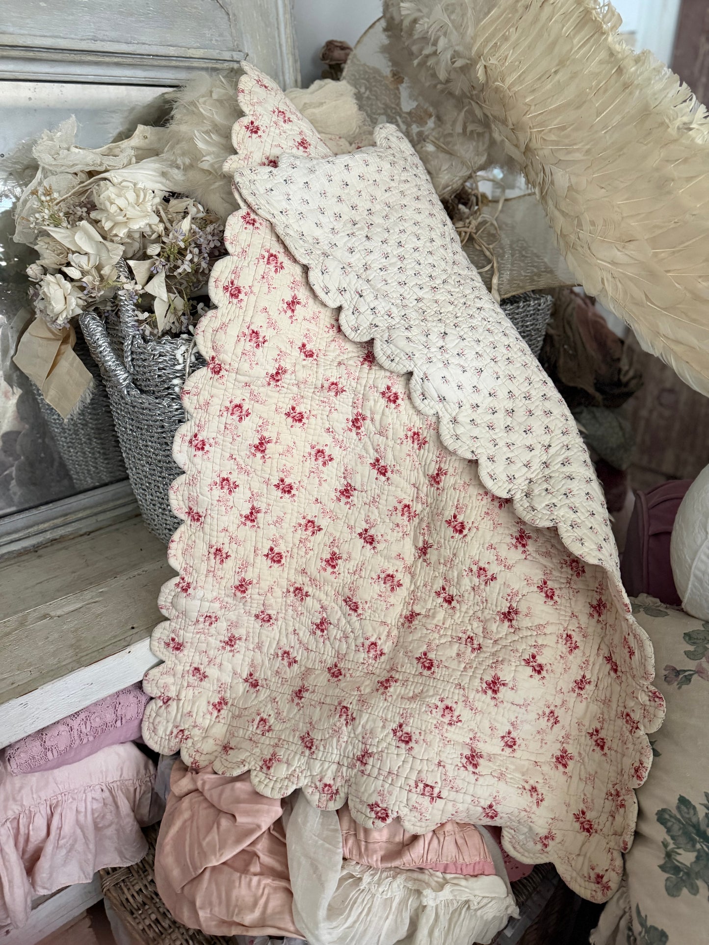 Antique French Childs Boutis Quilt