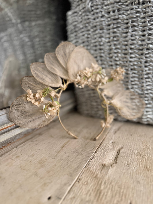 Antique French Lace Petal Bridal Headdress