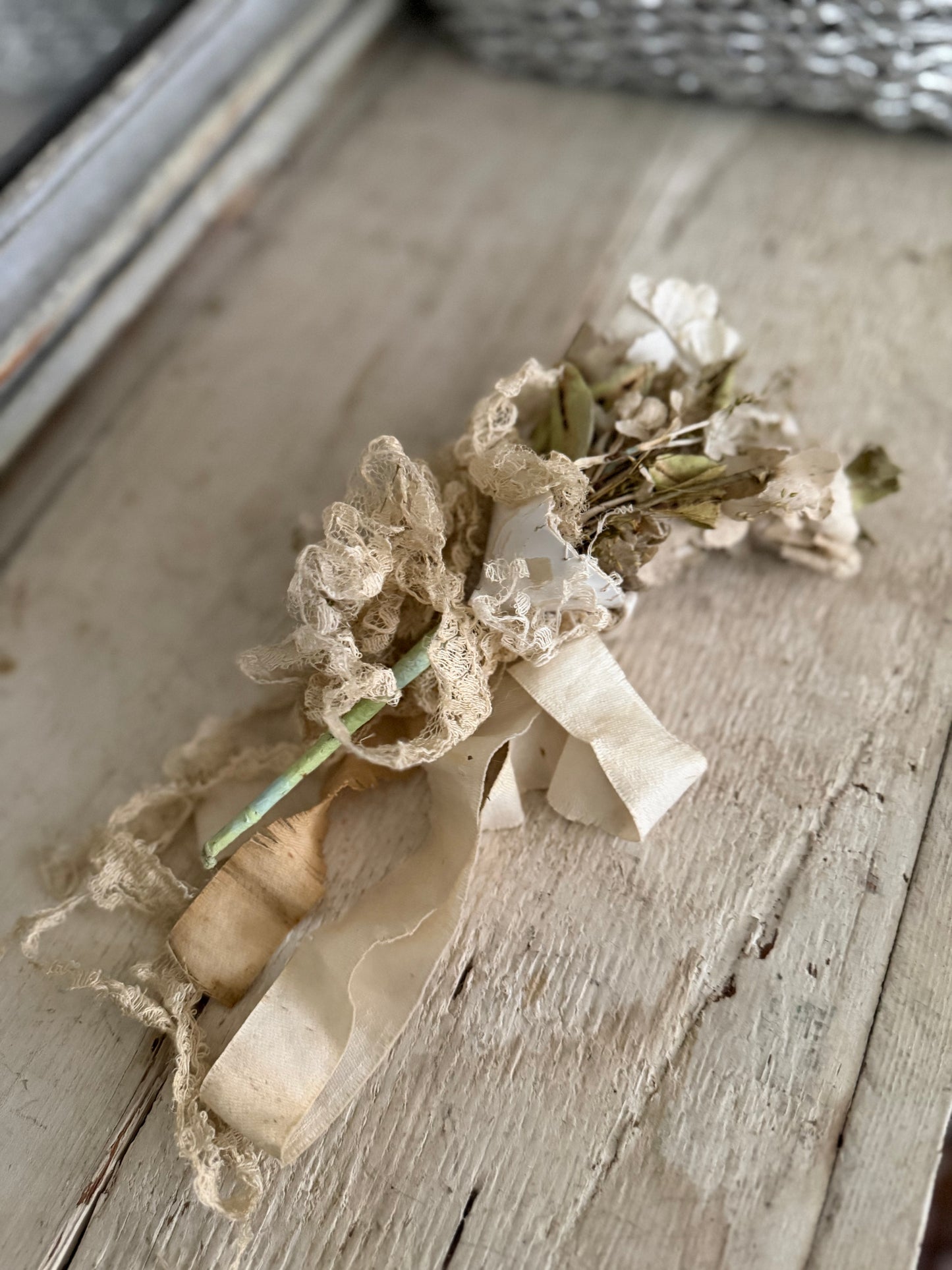 Antique French Lace Millinery Bridal Bouquet