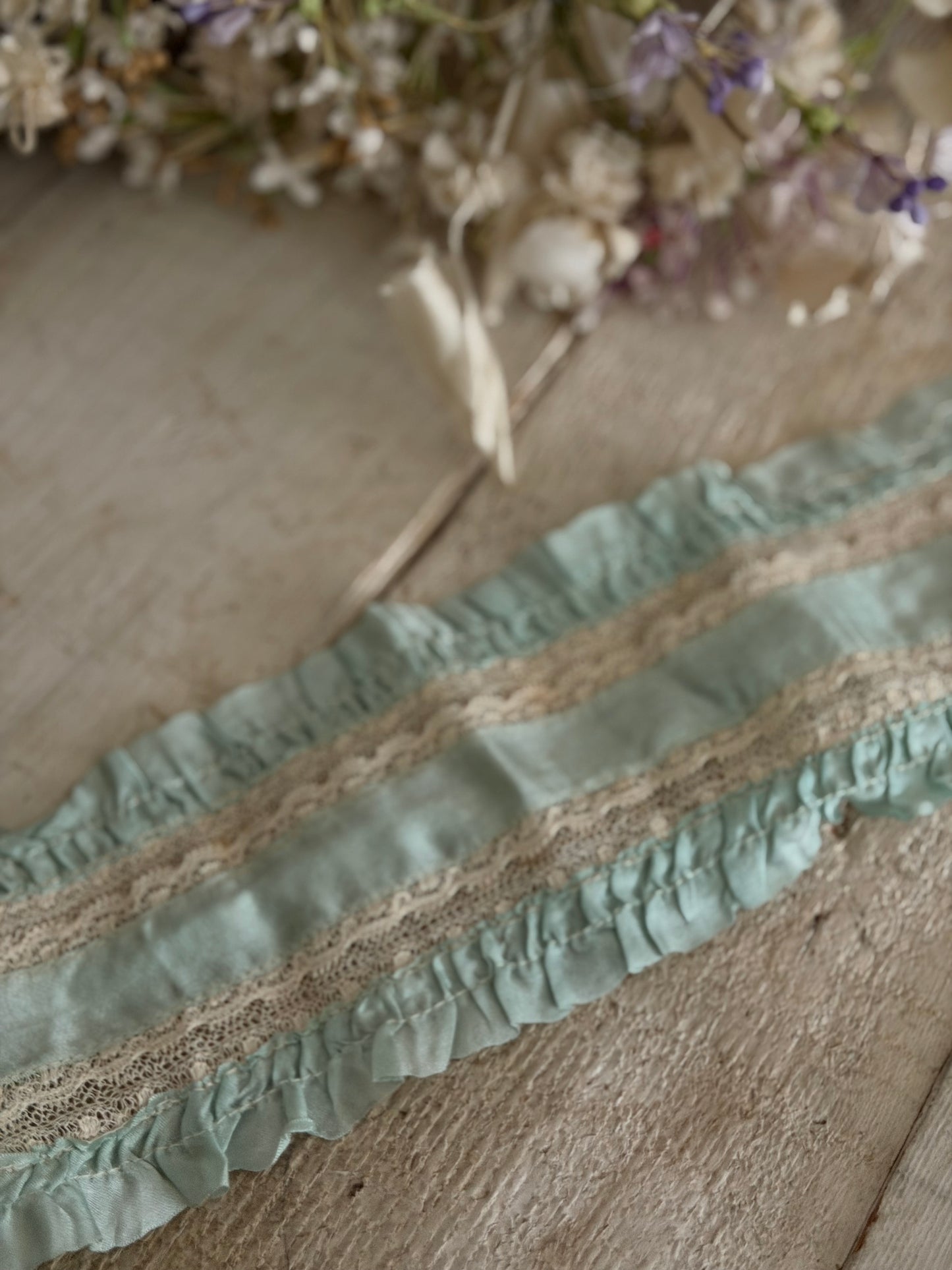 Antique Lace Bandeau Blue Silk