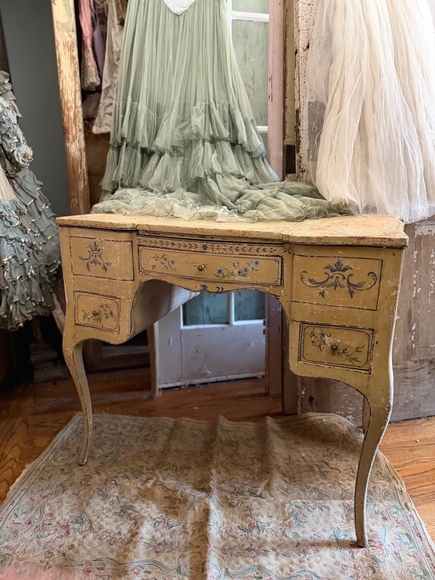Antique 18th Century Rococo Polychrome Vanity
