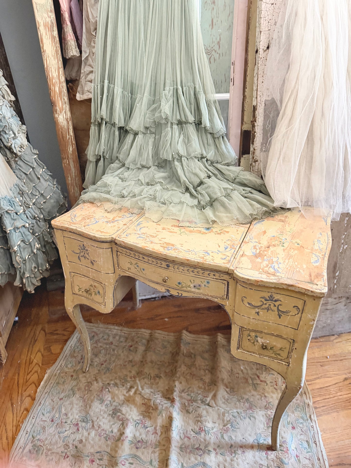 Antique 18th Century Rococo Polychrome Vanity
