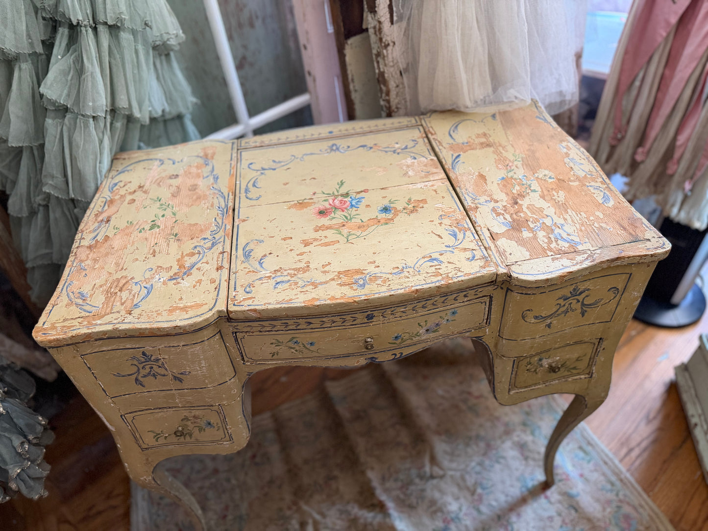 Antique 18th Century Rococo Polychrome Vanity