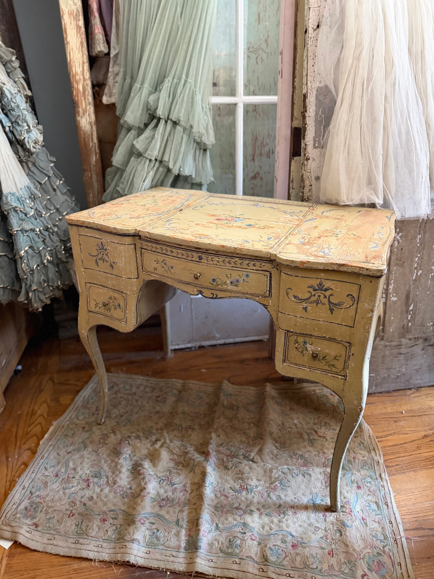 Antique 18th Century Rococo Polychrome Vanity