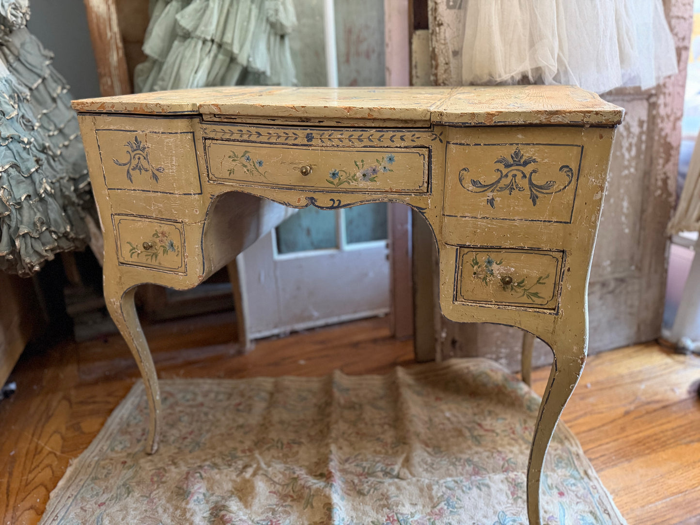 Antique 18th Century Rococo Polychrome Vanity