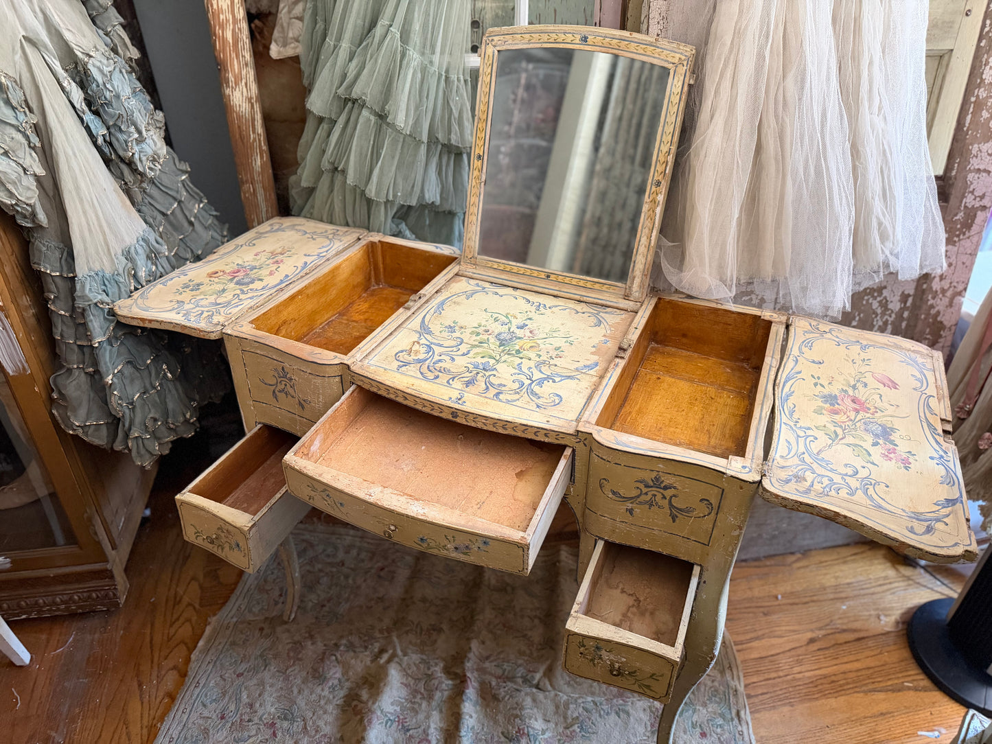 Antique 18th Century Rococo Polychrome Vanity