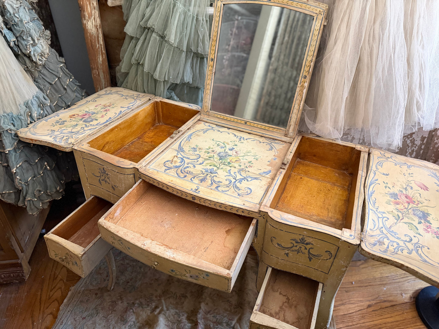 Antique 18th Century Rococo Polychrome Vanity