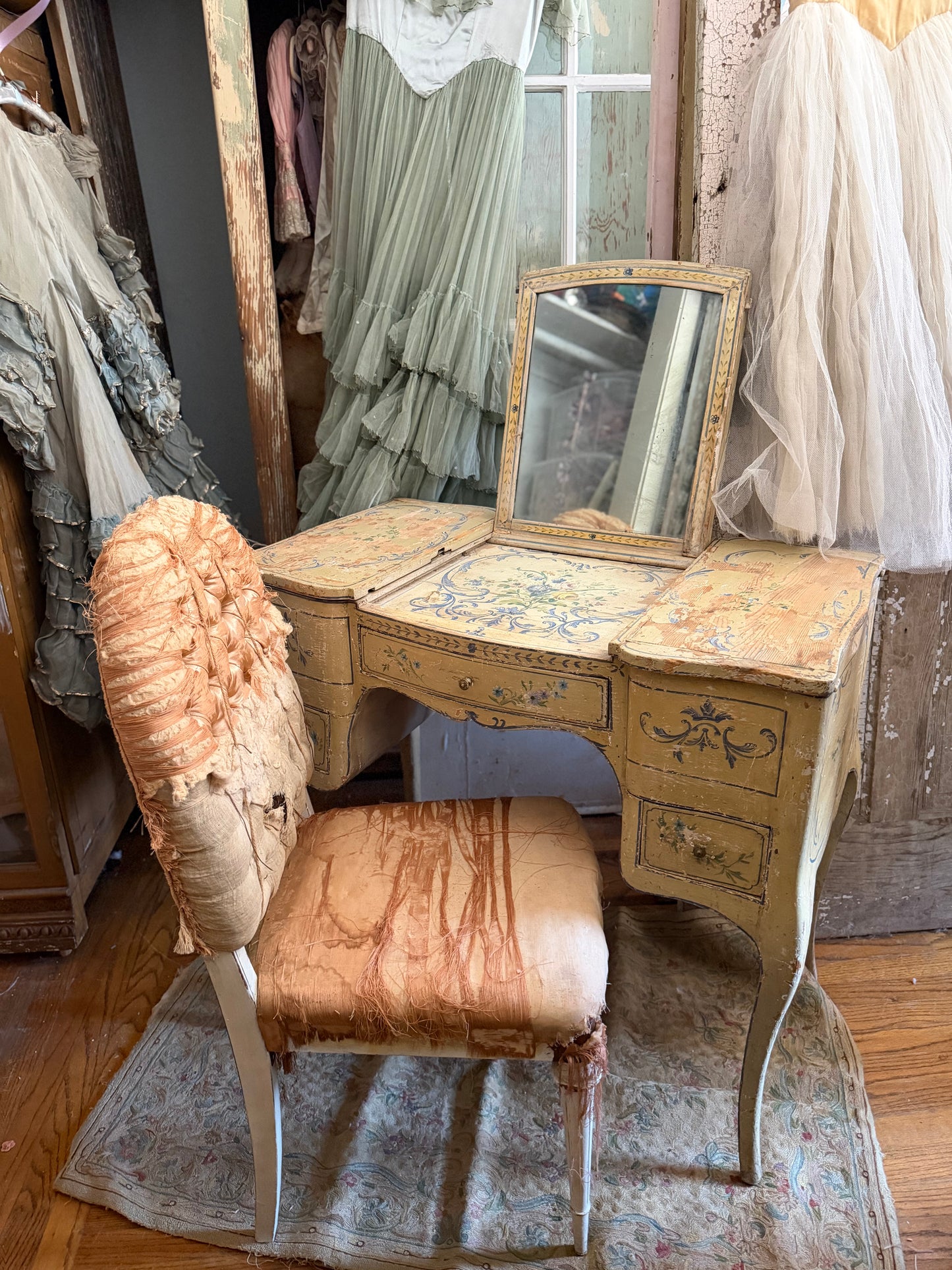 Antique 18th Century Rococo Polychrome Vanity