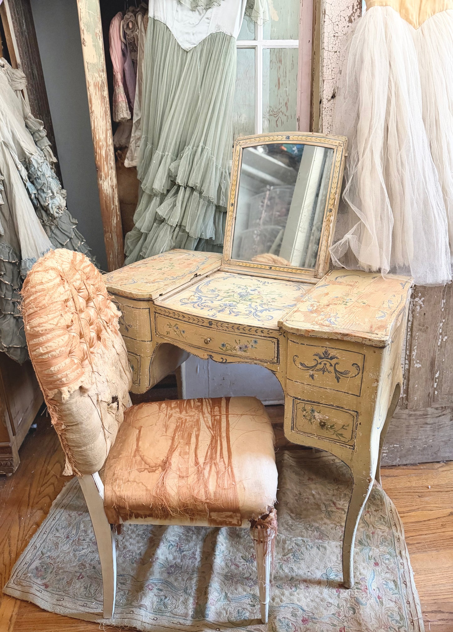 Antique 18th Century Rococo Polychrome Vanity