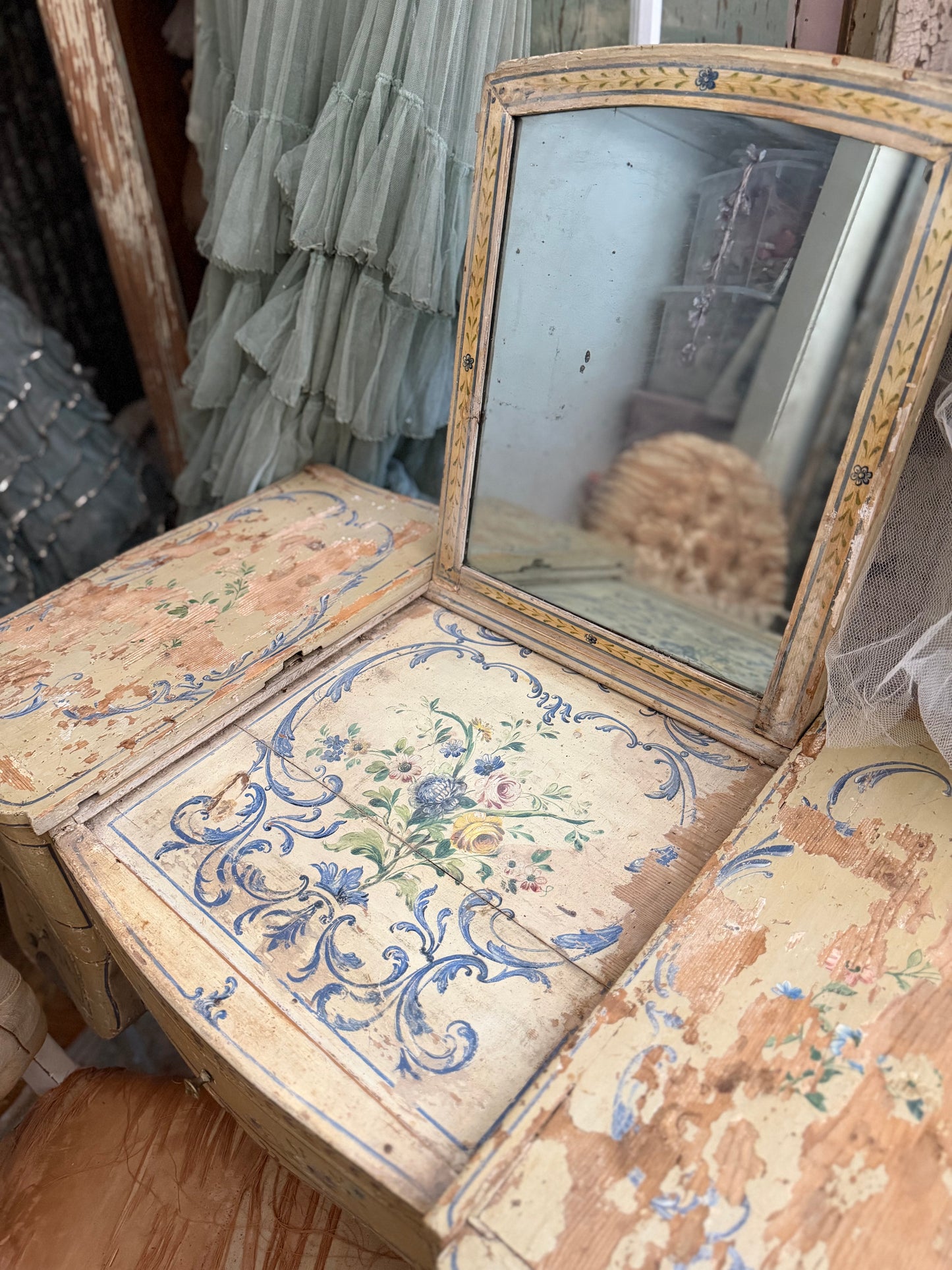 Antique 18th Century Rococo Polychrome Vanity