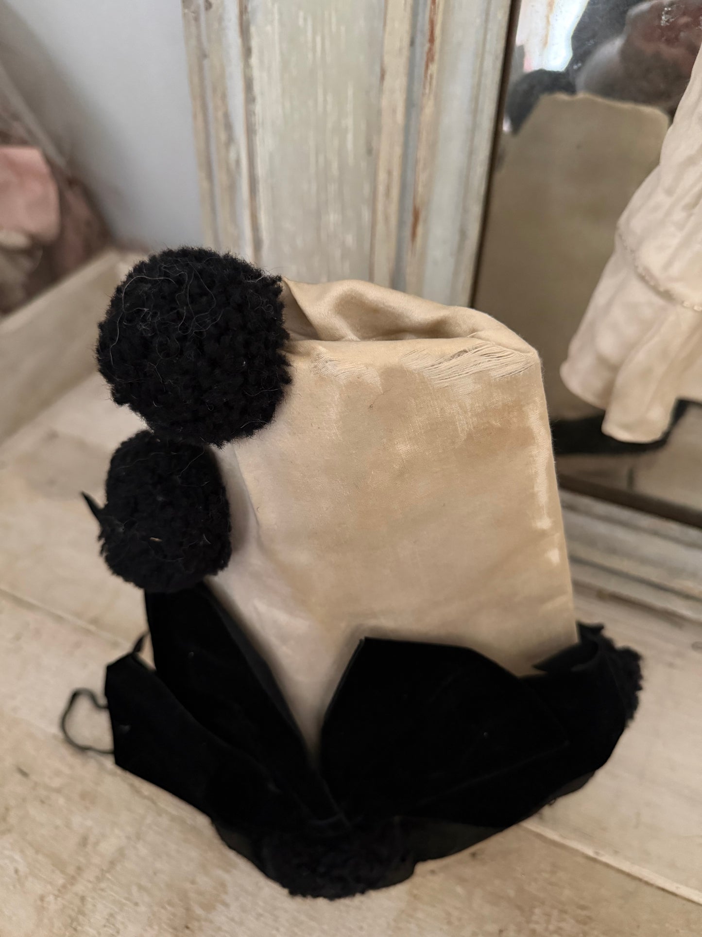 RESERVED K Antique Silk Pierrot Costume Dress & Hat