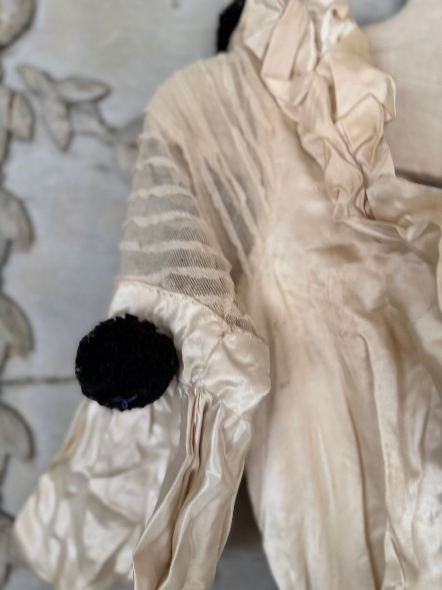 RESERVED K Antique Silk Pierrot Costume Dress & Hat