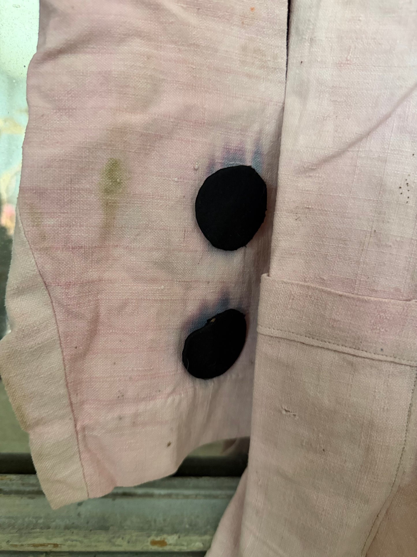 Antique French Pink Linen Pierrot Costume Shirt