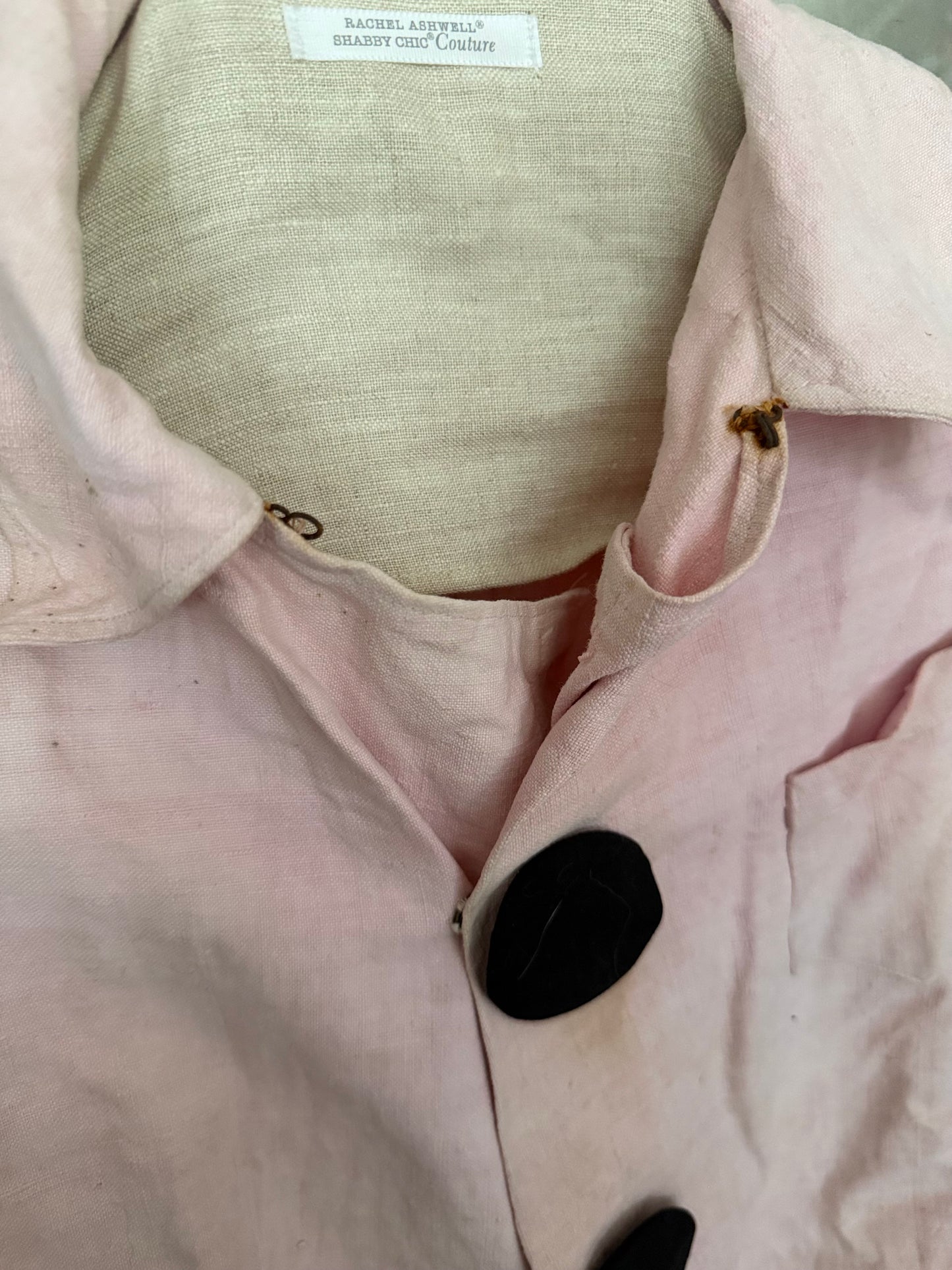 Antique French Pink Linen Pierrot Costume Shirt