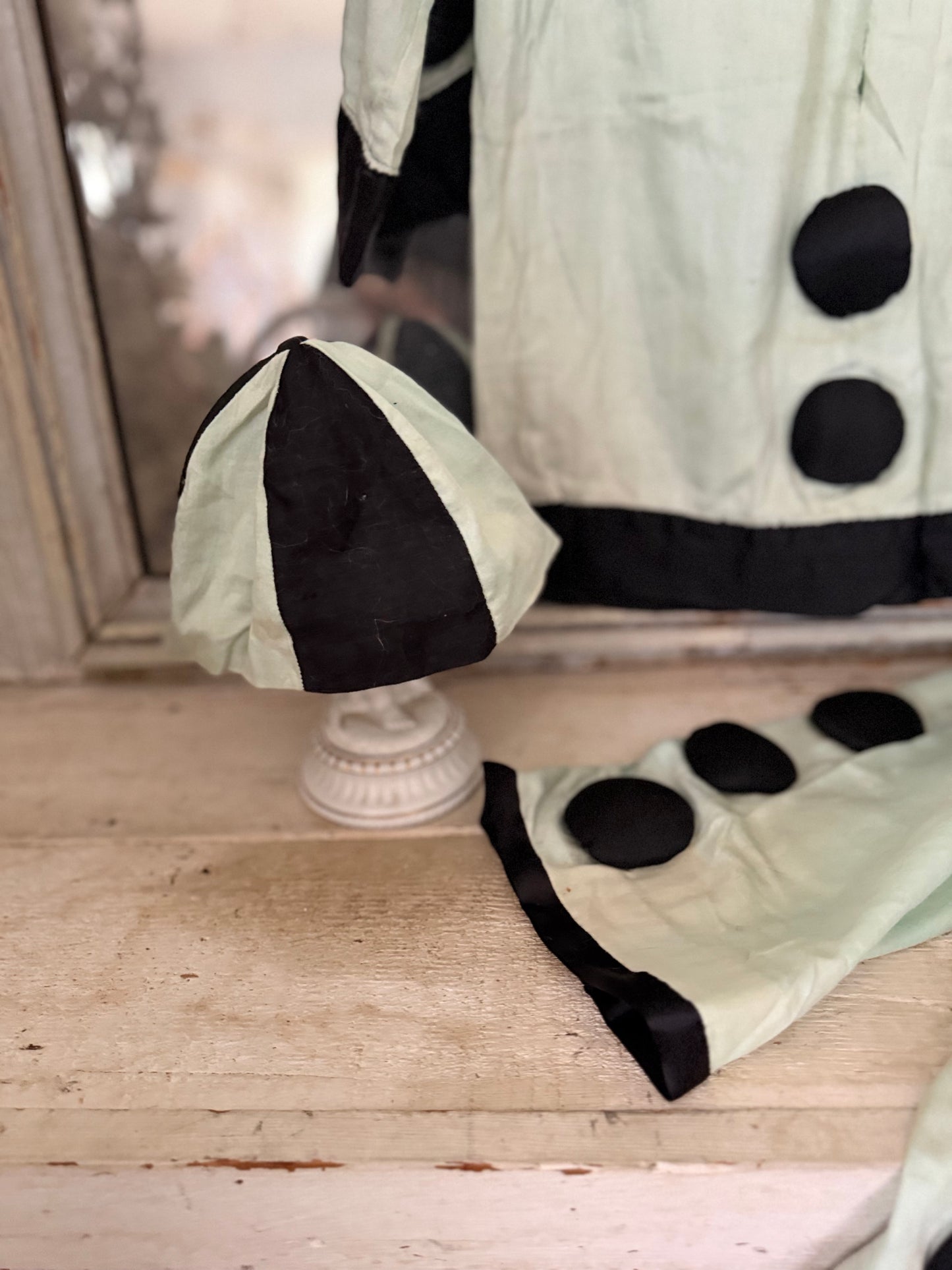 Antique French Pierrot Costume Blue With Hat