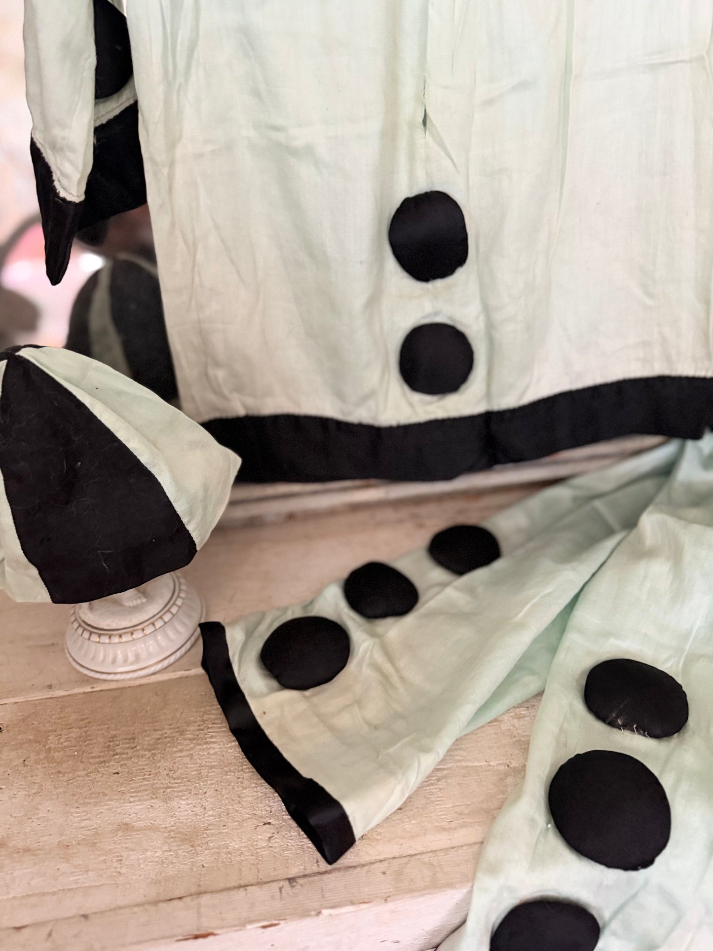 Antique French Pierrot Costume Blue With Hat
