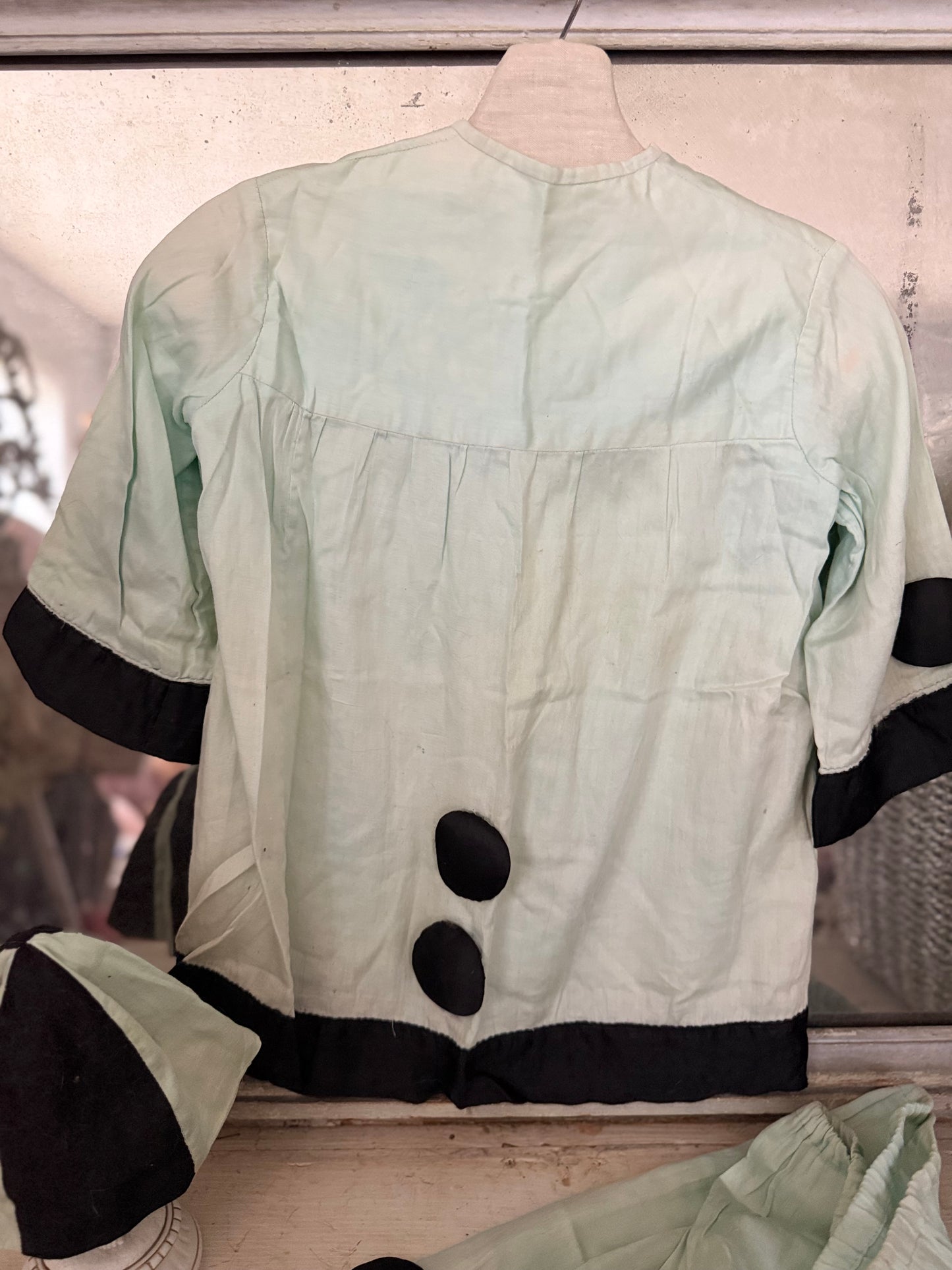 Antique French Pierrot Costume Blue With Hat