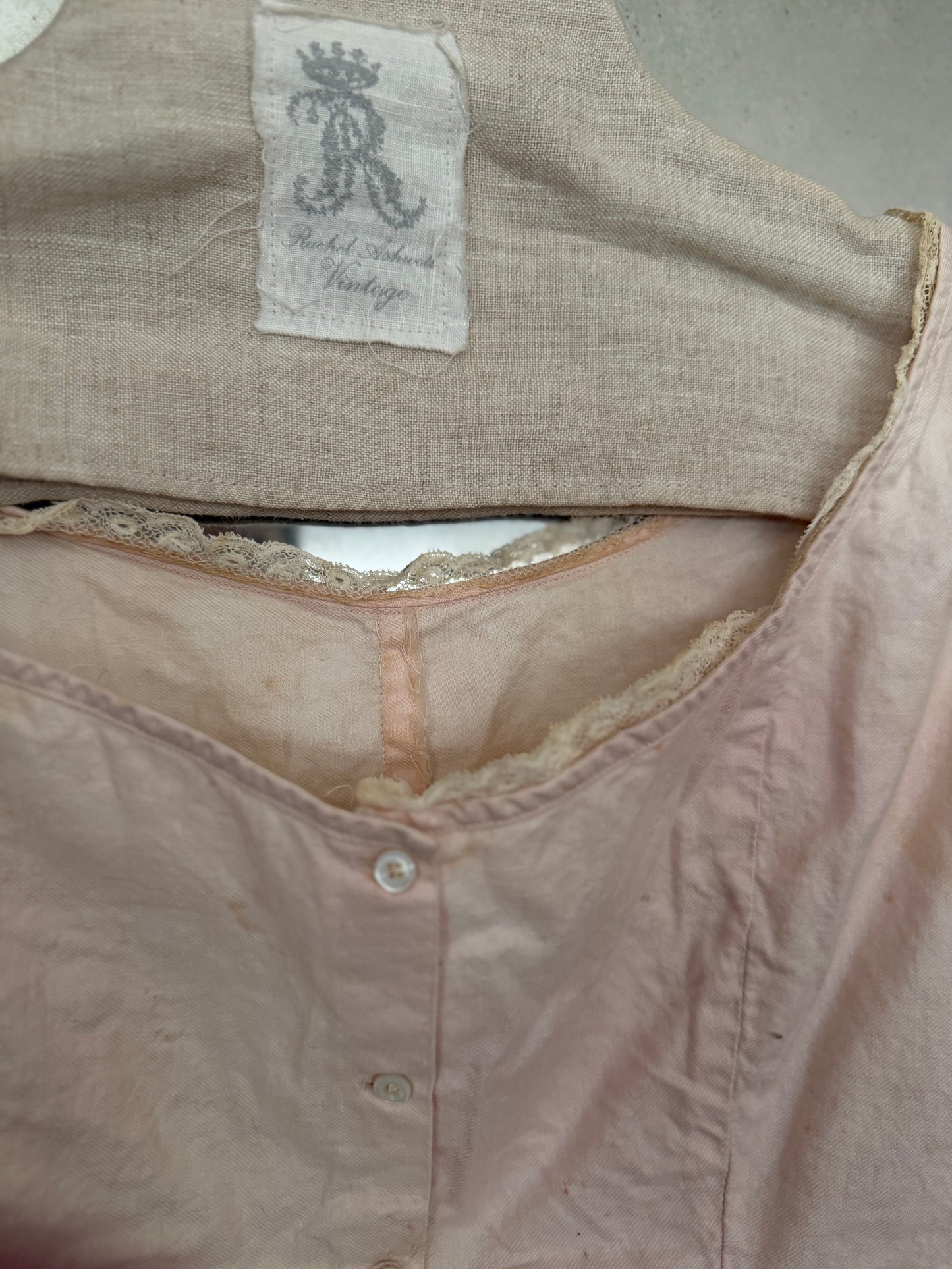 Antique Ice Pink Lace Cotton Corset Cover