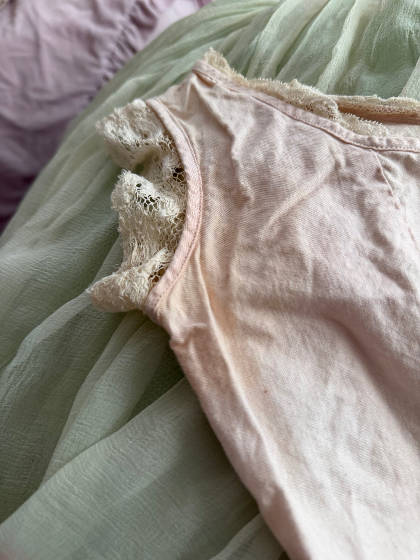 Antique Ice Pink Lace Cotton Corset Cover
