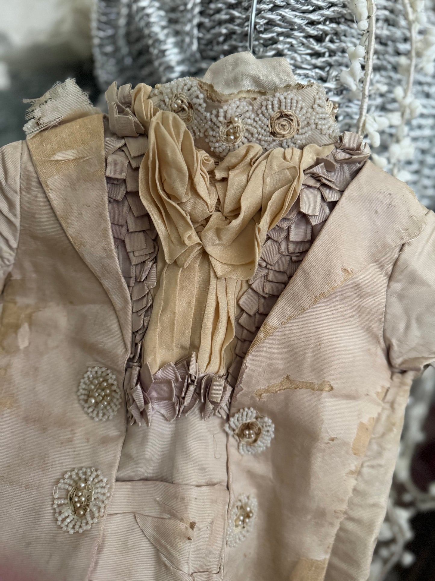 Antique Victorian Lavender Silk Beaded Bodice