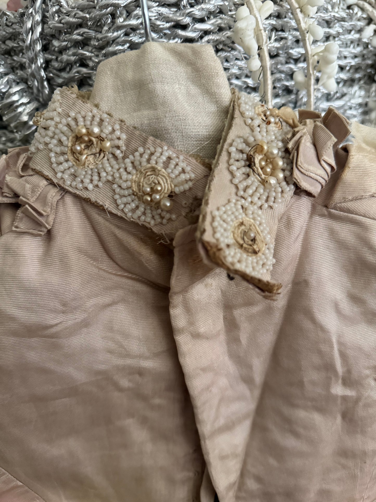 Antique Victorian Lavender Silk Beaded Bodice