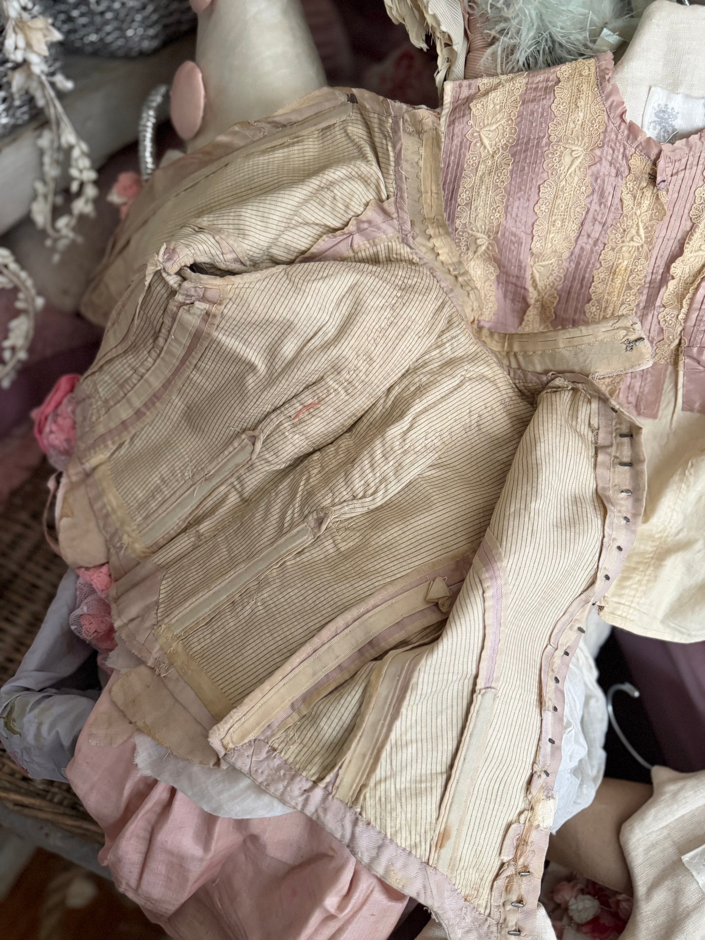 Antique Victorian Lavender Silk Beaded Bodice