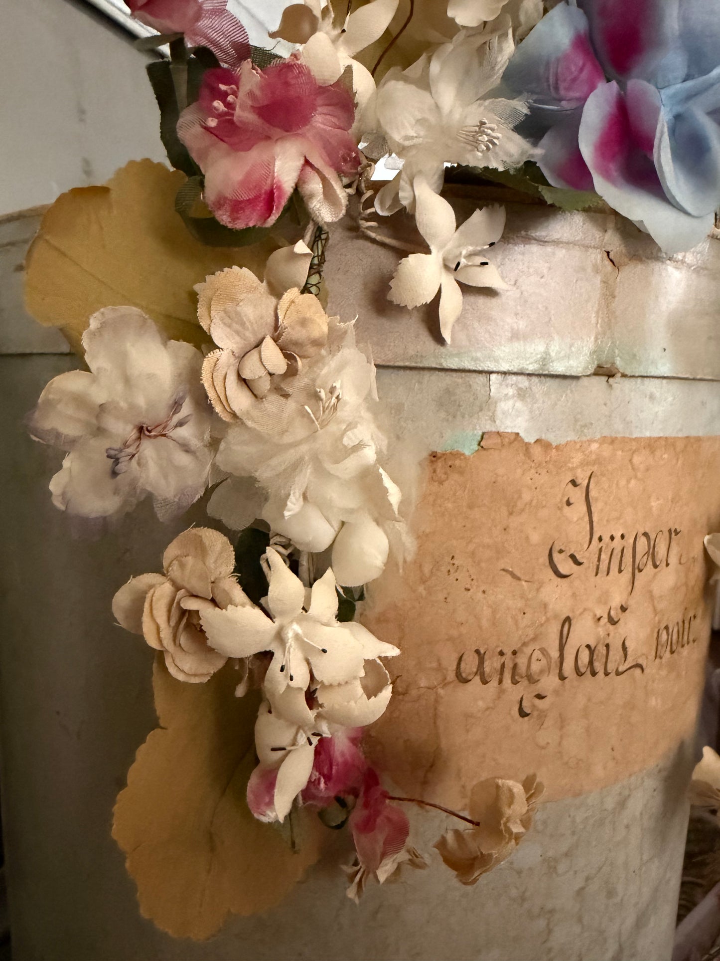 Antique Flower Millinery Garland Blue Rose
