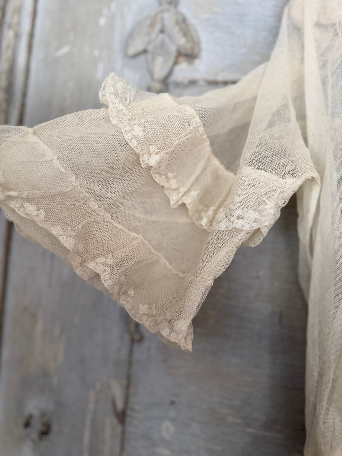 Antique White Net Lace Ribbonwork Dress