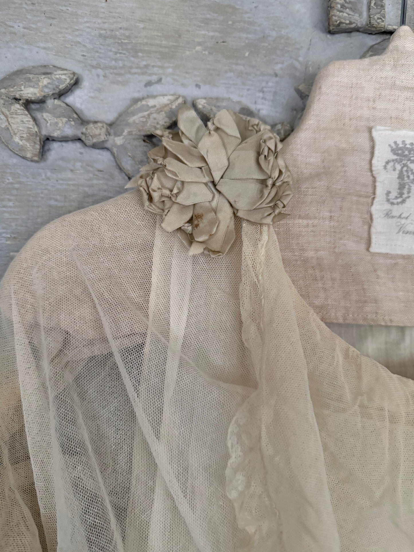 Antique White Net Lace Ribbonwork Dress