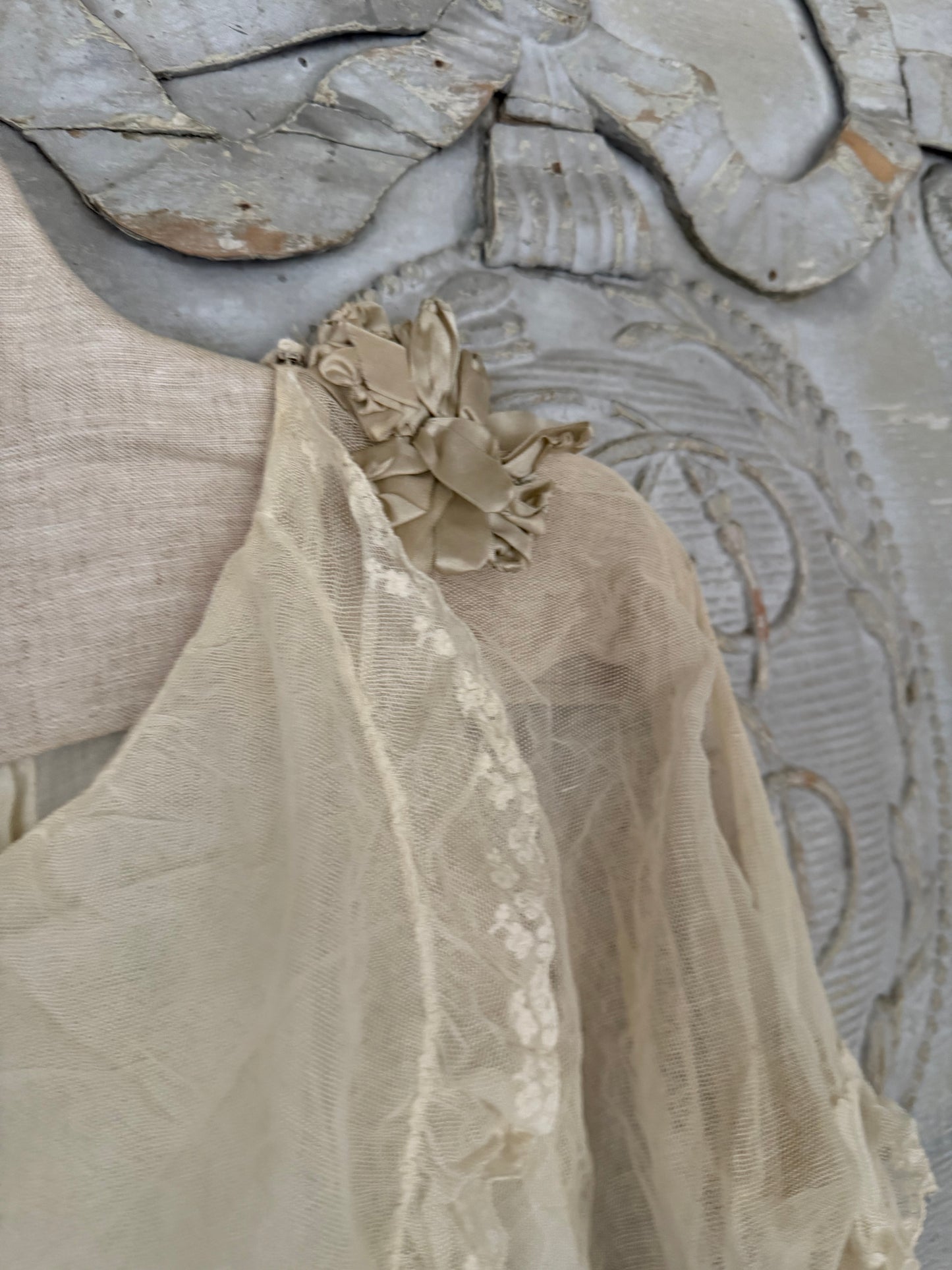 Antique White Net Lace Ribbonwork Dress