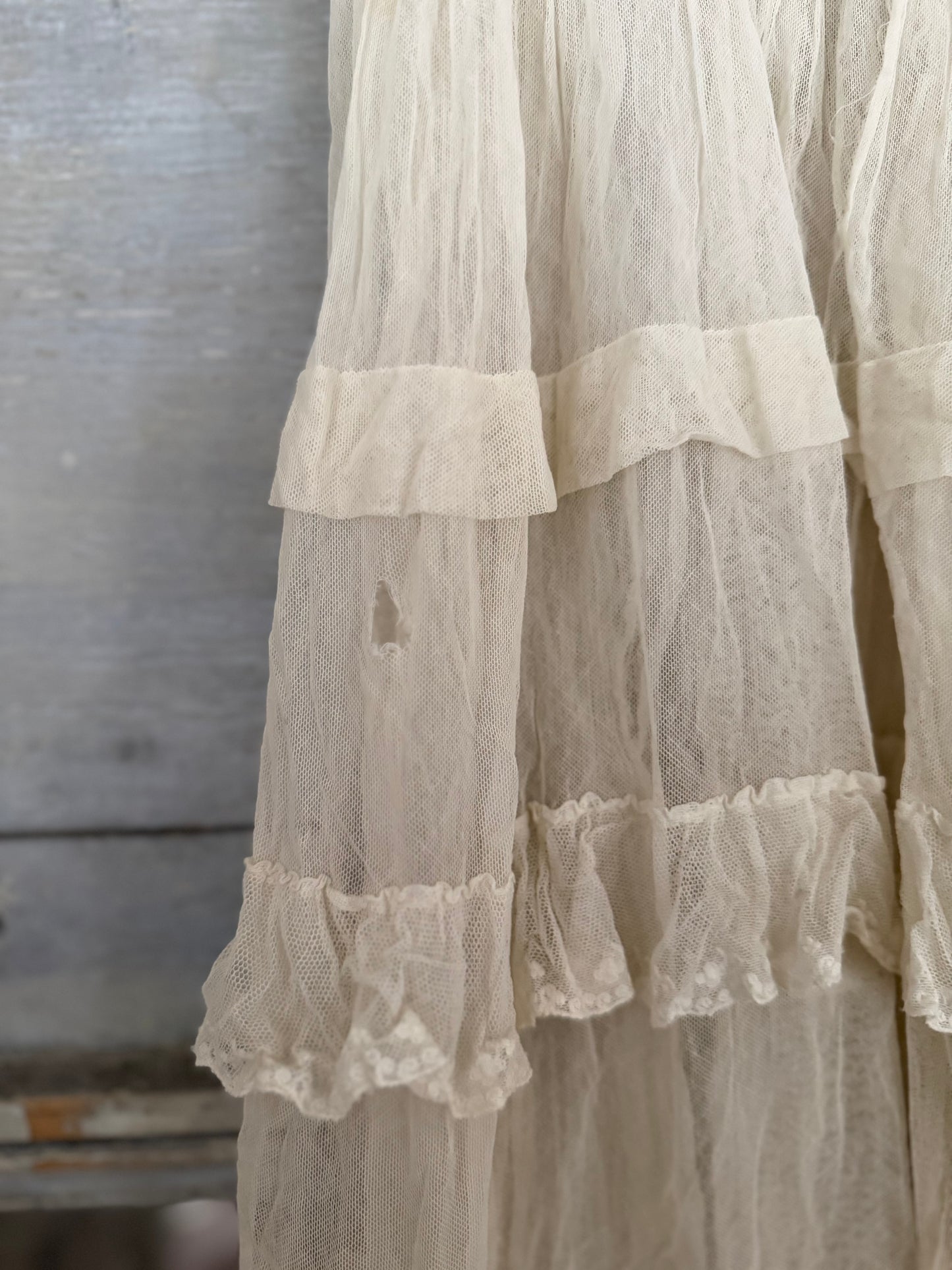Antique White Net Lace Ribbonwork Dress