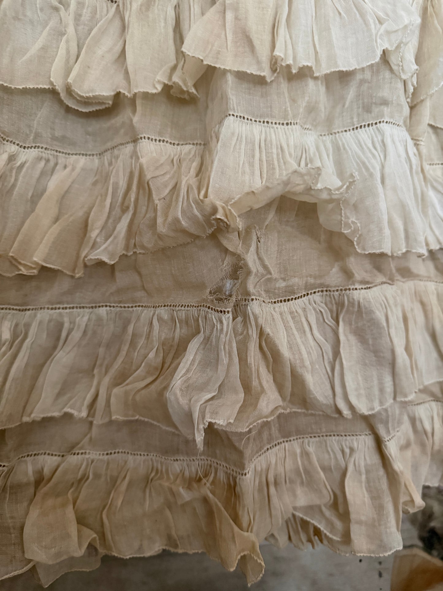 Antique Edwaridan Ruffled Blue Dot Summer Dress