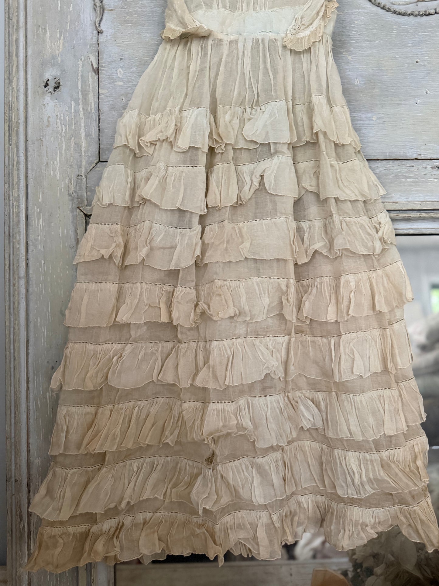 Antique Edwaridan Ruffled Blue Dot Summer Dress