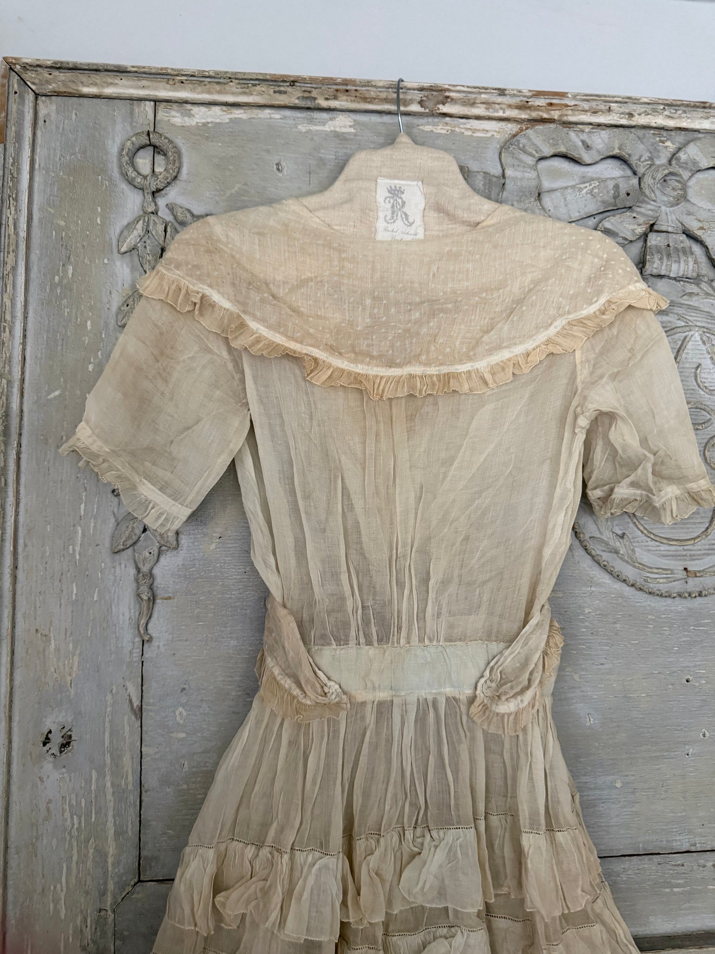Antique Edwaridan Ruffled Blue Dot Summer Dress
