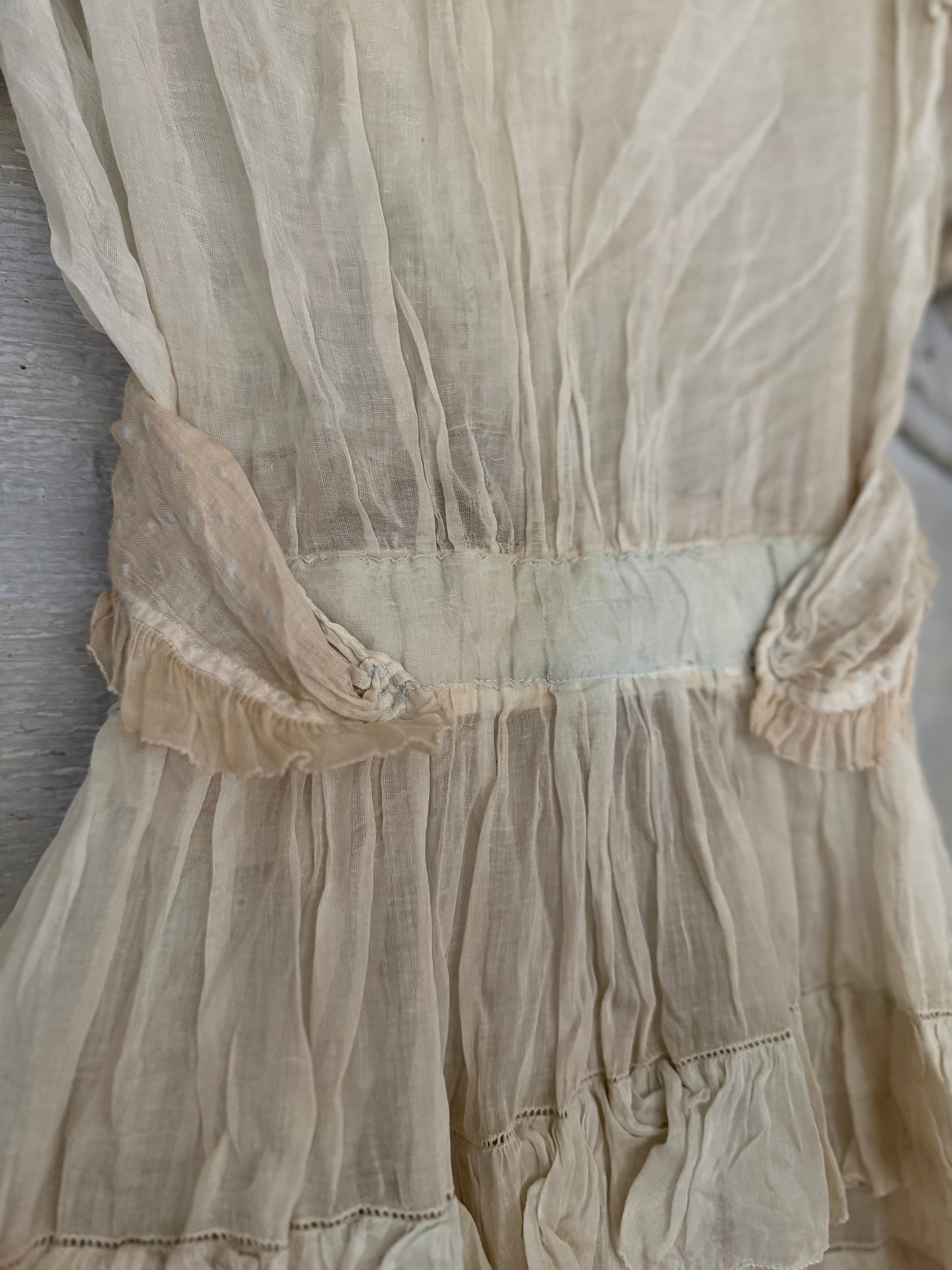 Antique Edwaridan Ruffled Blue Dot Summer Dress