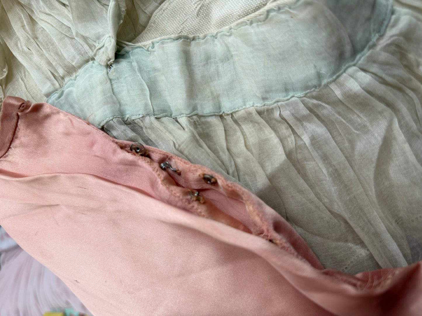 Antique 1920s Pink Silk Pannier Metalic Lace Dress
