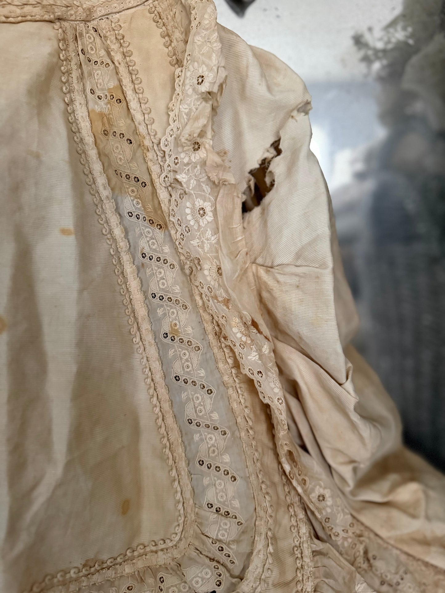 Antique 19th Century Embroidered Lace Bustle Petticoat