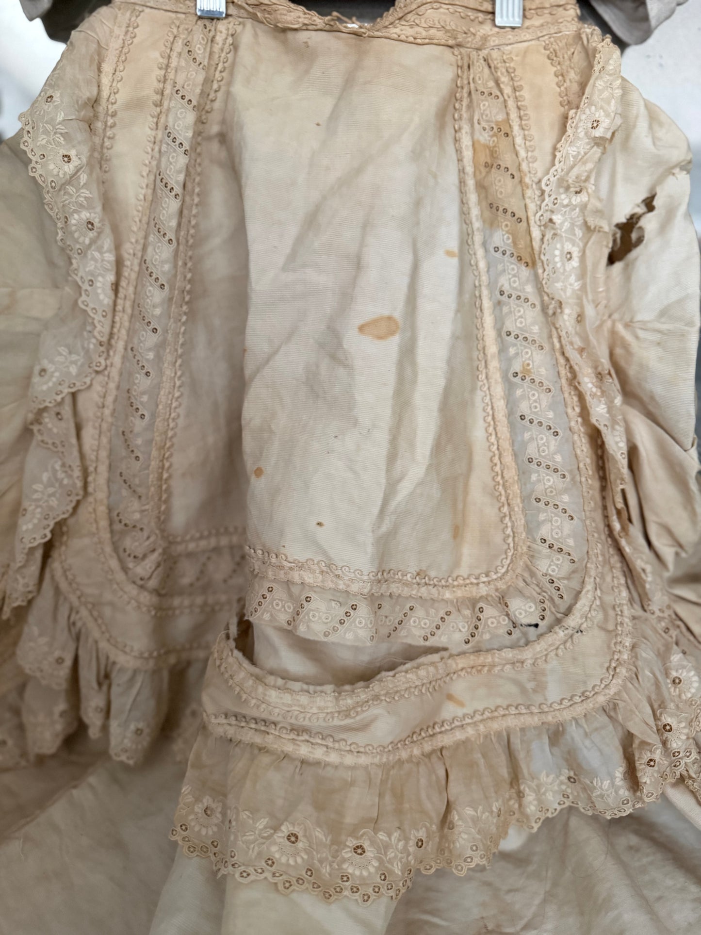Antique 19th Century Embroidered Lace Bustle Petticoat