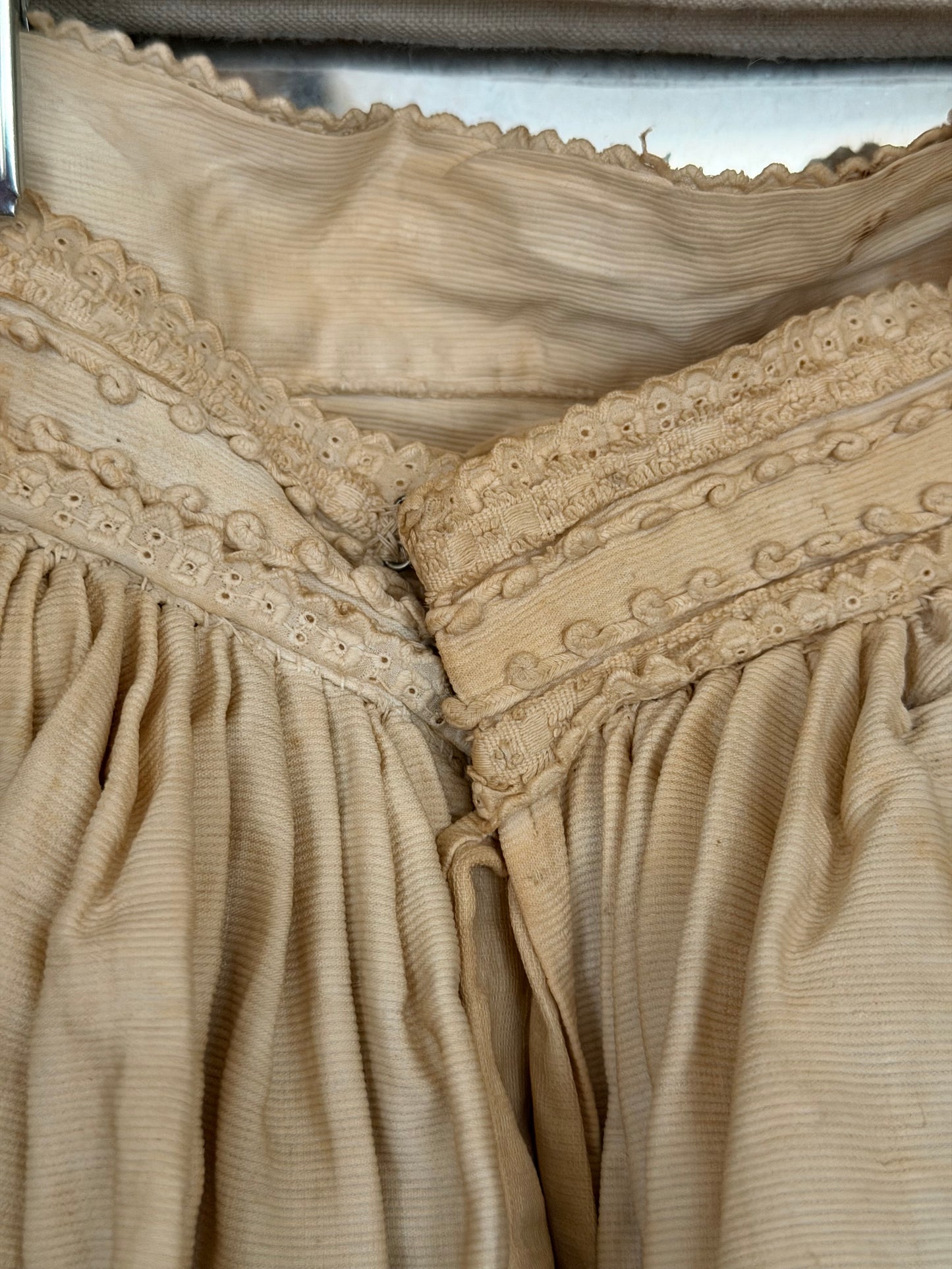 Antique 19th Century Embroidered Lace Bustle Petticoat