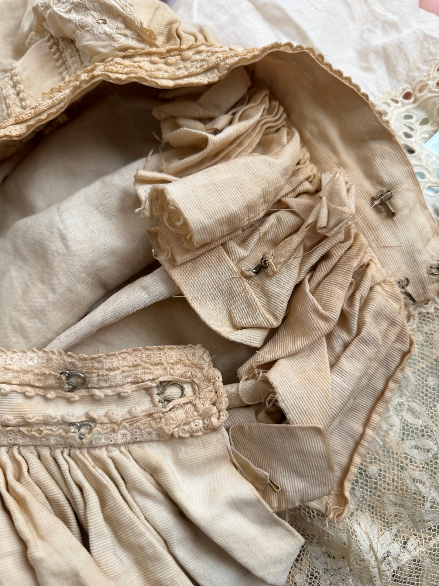 Antique 19th Century Embroidered Lace Bustle Petticoat